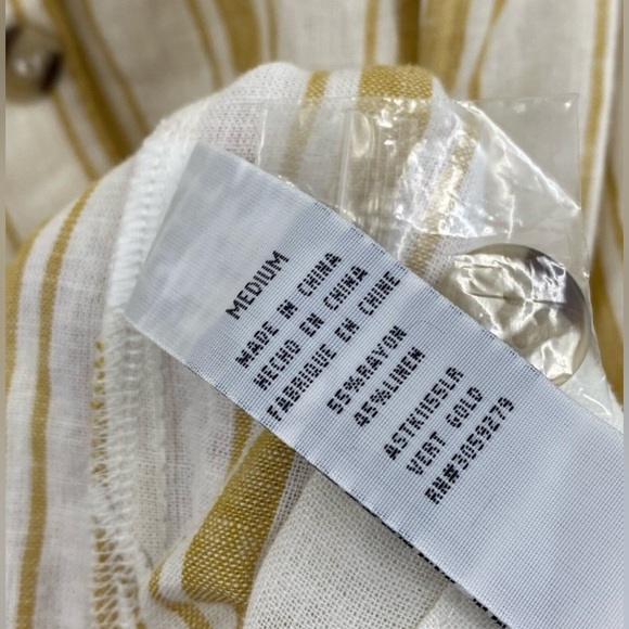 Altar'd State Linen Yellow Striped Button Front Sundress - M - Picture 8 of 10